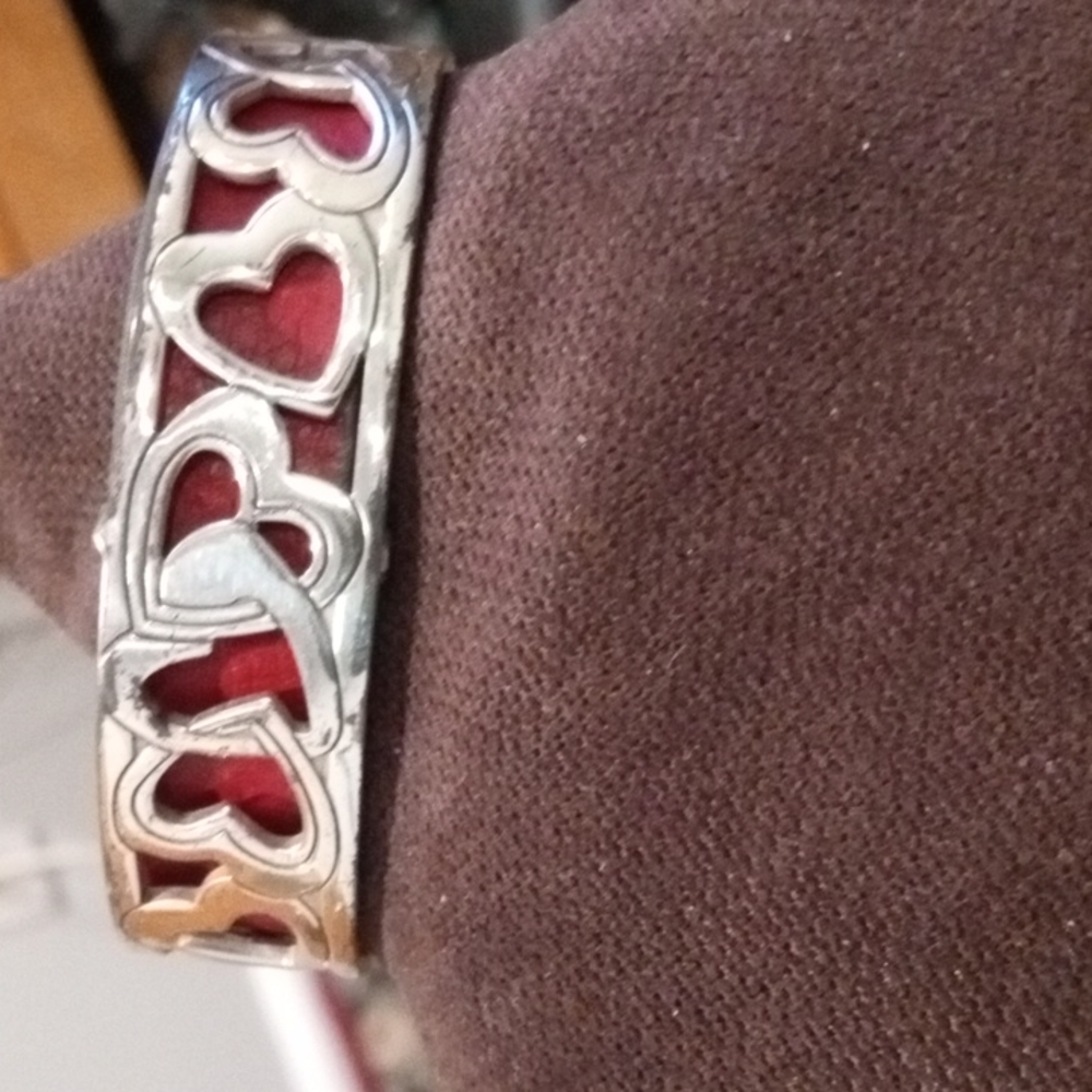 Brighton heart cuff bracelet with red leather insert